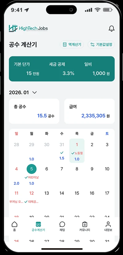 하이테크잡스 화면 2